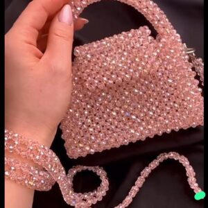 beads bag hand made light pink