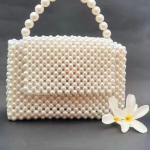 beads bag hand made cream color