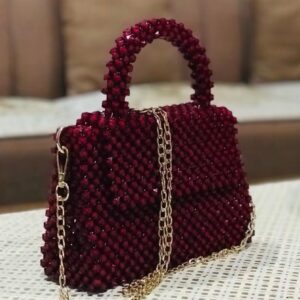 beads bag hand made maroon color