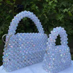 mother and daughter same design purse diamond silver